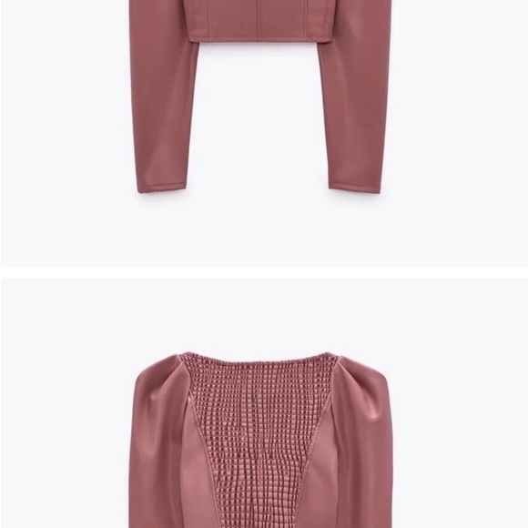 Beautiful dusty pink/mauve leather Zara top. Worn once. - Picture 3 of 4